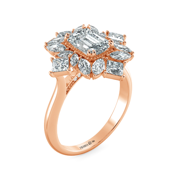 Nhẫn Kim Cương Emerald kết hợp Fancy Halo NKC8210 4